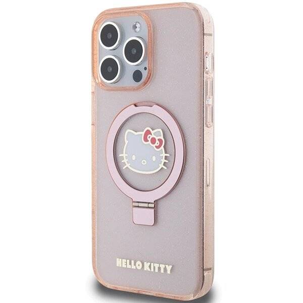 Hello Kitty Ringständer Glitzer Electrop Logo MagSafe Hülle iPhone 15 Pro Max – Pink-3