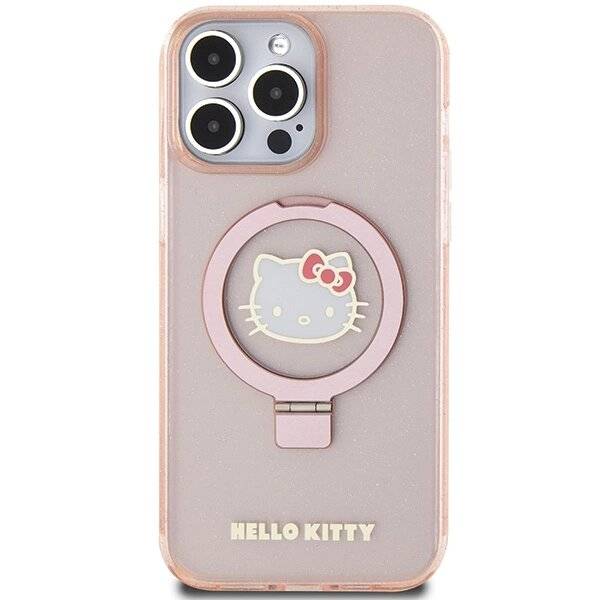Hello Kitty Ringständer Glitzer Electrop Logo MagSafe Hülle iPhone 15 Pro Max – Pink-4
