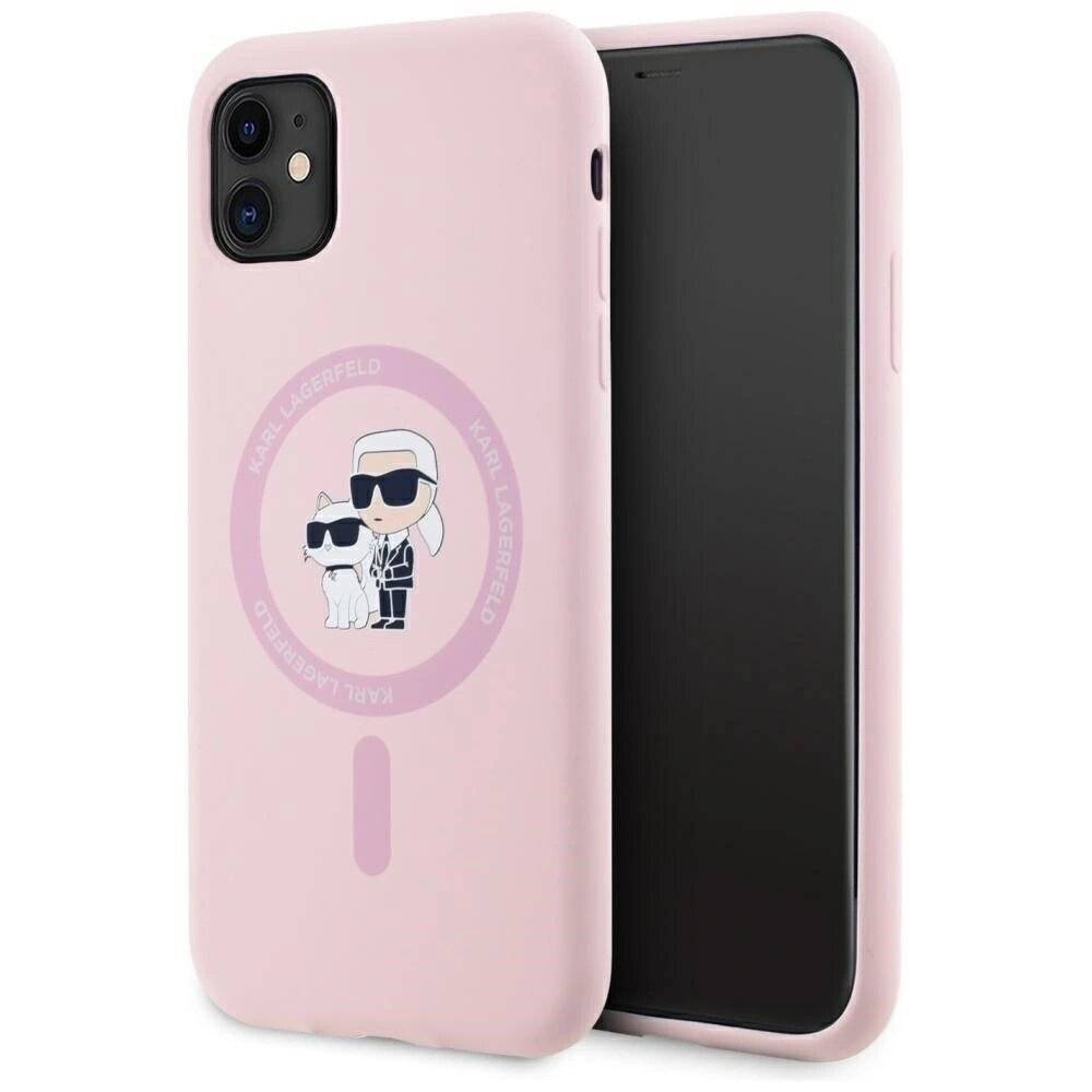 Karl Lagerfeld Silikon Karl&Choupette MagSafe iPhone 11 Hülle - Rosa-5