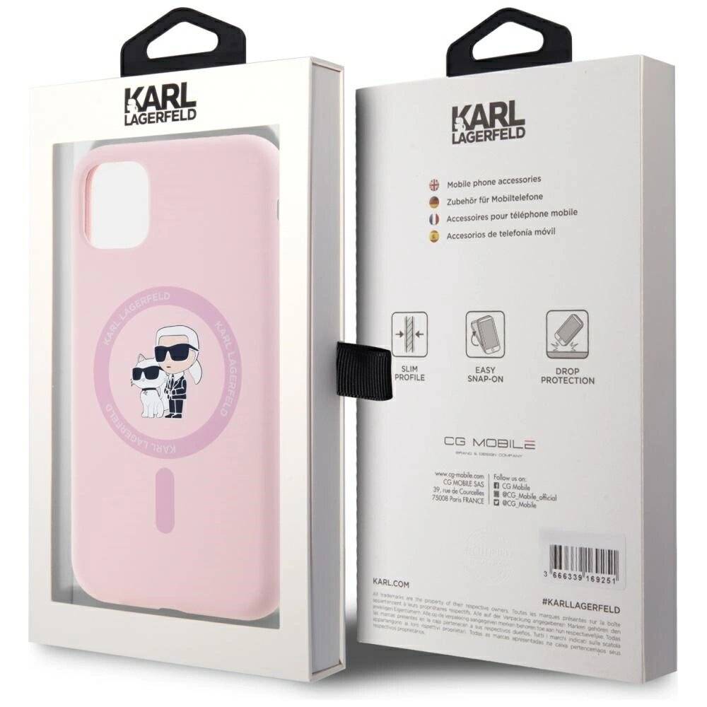 Karl Lagerfeld Silikon Karl&Choupette MagSafe iPhone 11 Hülle - Rosa-1