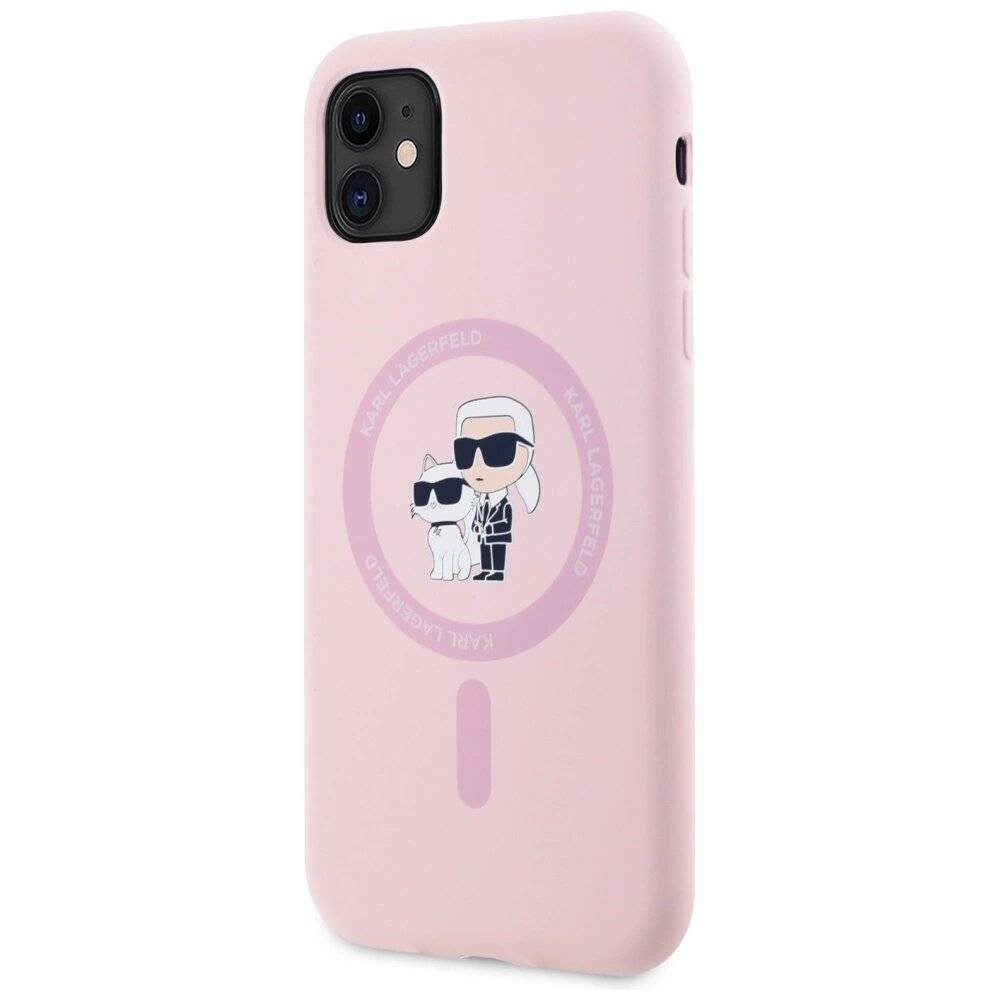 Karl Lagerfeld Silikon Karl&Choupette MagSafe iPhone 11 Hülle - Rosa-2