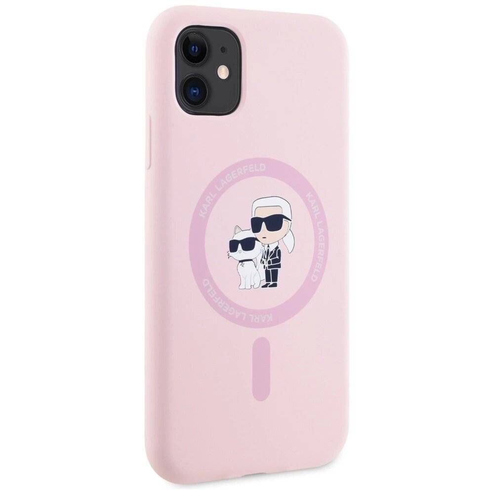 Karl Lagerfeld Silikon Karl&Choupette MagSafe iPhone 11 Hülle - Rosa-4