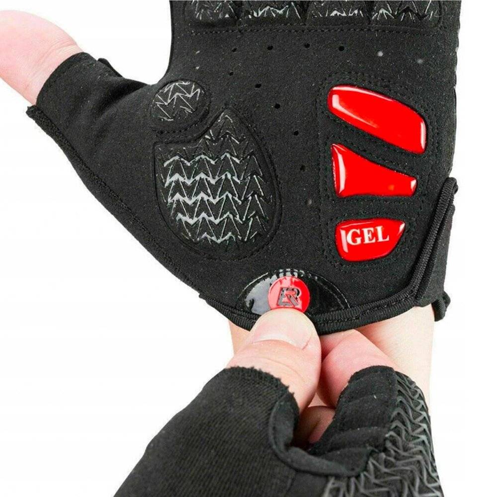 Rockbros S169BR XL Fahrradhandschuhe Gel-Einsätzen – Schwarz Rot-3