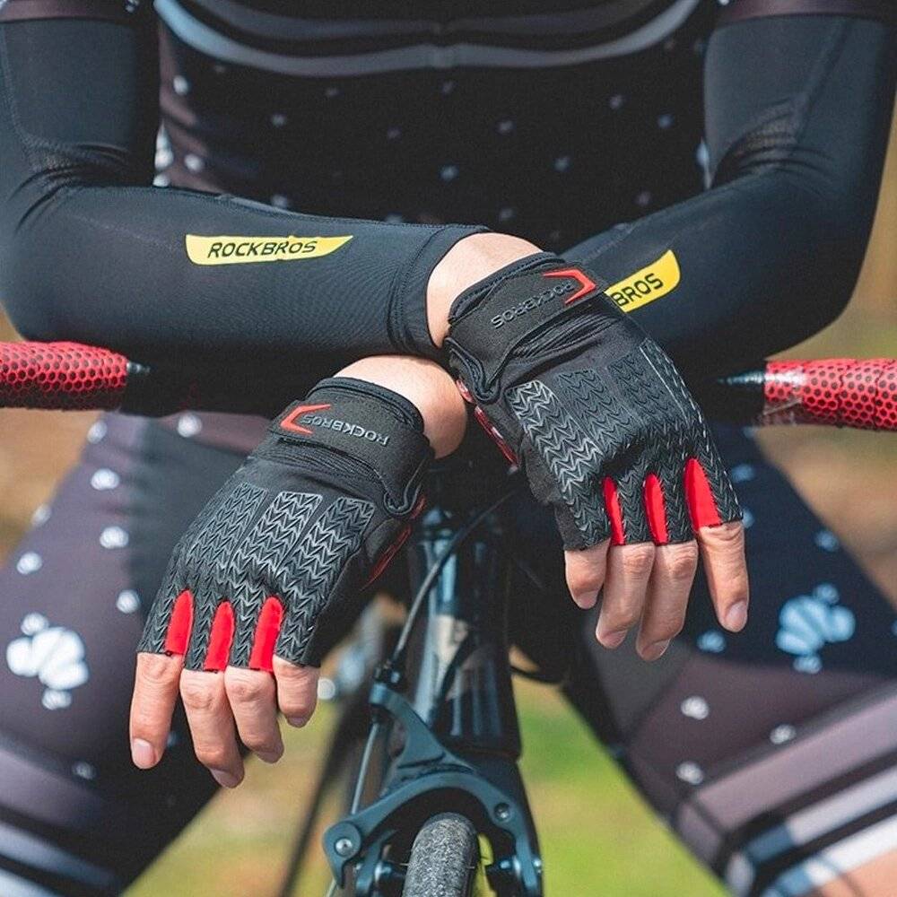 Rockbros S169BR XL Fahrradhandschuhe Gel-Einsätzen – Schwarz Rot-4