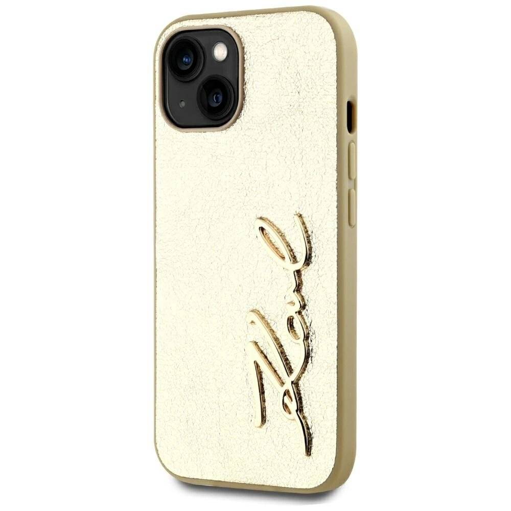 Karl Lagerfeld Wrinkled Metal Signature iPhone 15 Hülle - Gold-2