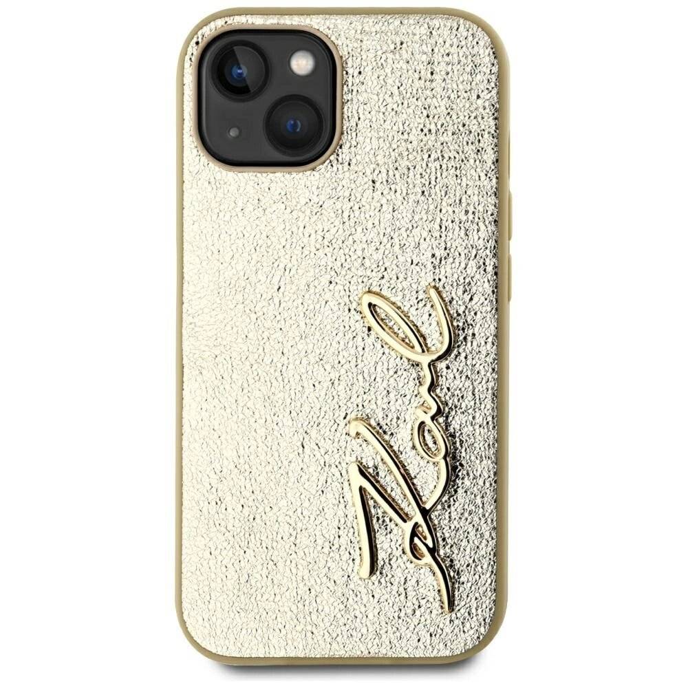 Karl Lagerfeld Wrinkled Metal Signature iPhone 15 Hülle - Gold-3