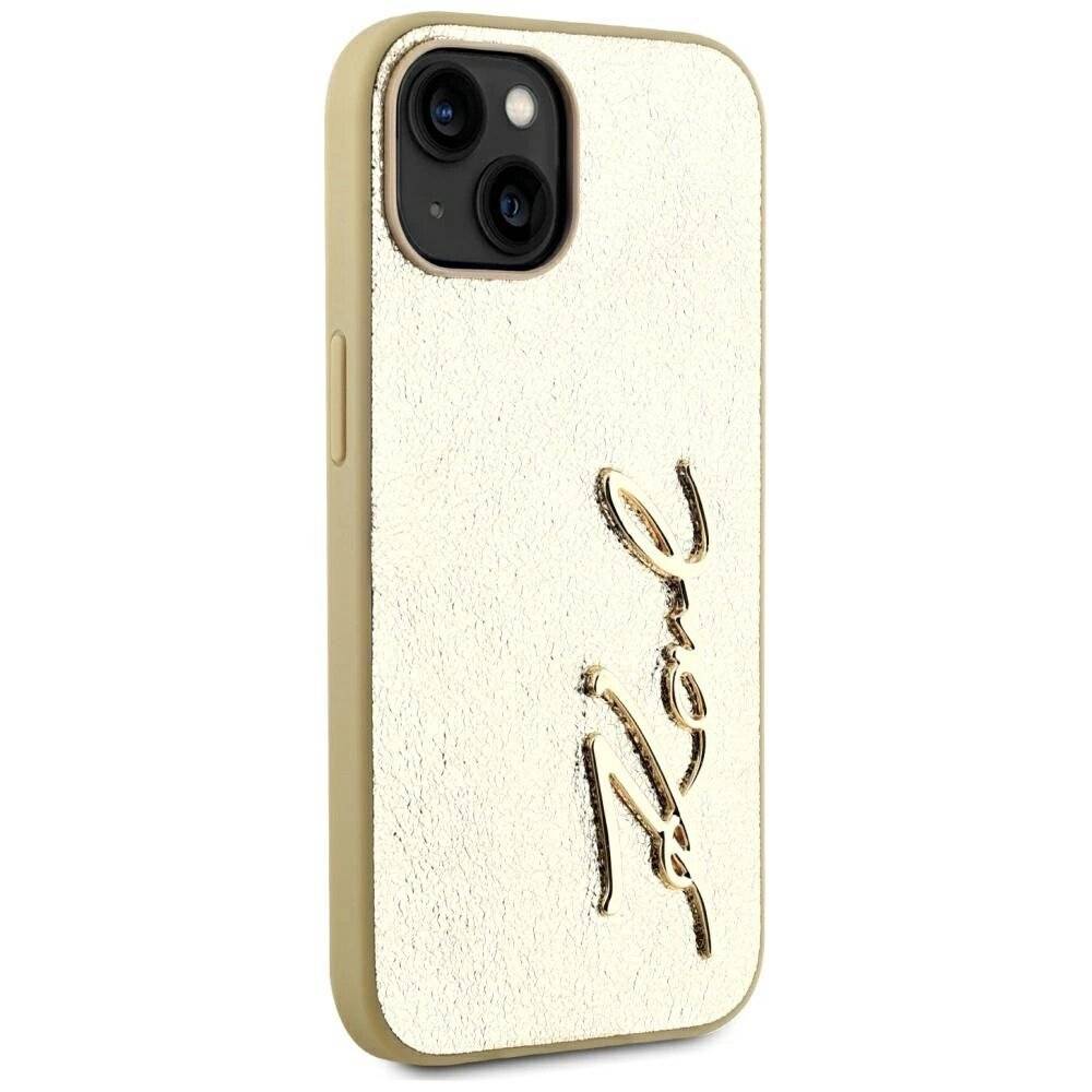 Karl Lagerfeld Wrinkled Metal Signature iPhone 15 Hülle - Gold-4