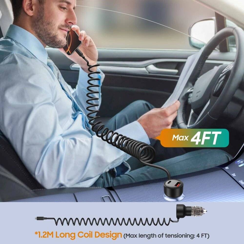 CC05 Autoladegerät 2-Port PD60 W + USB-C Kabel - Schwarz-3