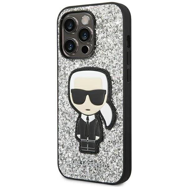 Karl Lagerfeld KLHCP14XGFKPG iPhone 14 Pro Max 6.7″ Hardcase silber / Glitter Flakes Ikonik-1
