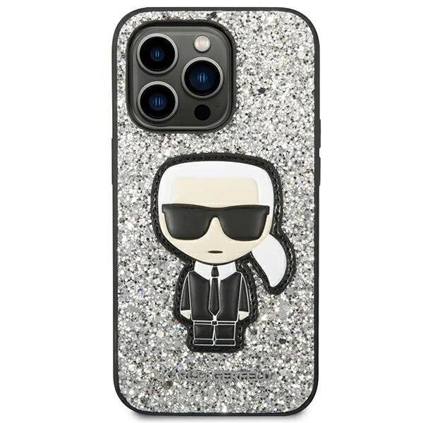 Karl Lagerfeld KLHCP14XGFKPG iPhone 14 Pro Max 6.7″ Hardcase silber / Glitter Flakes Ikonik-2