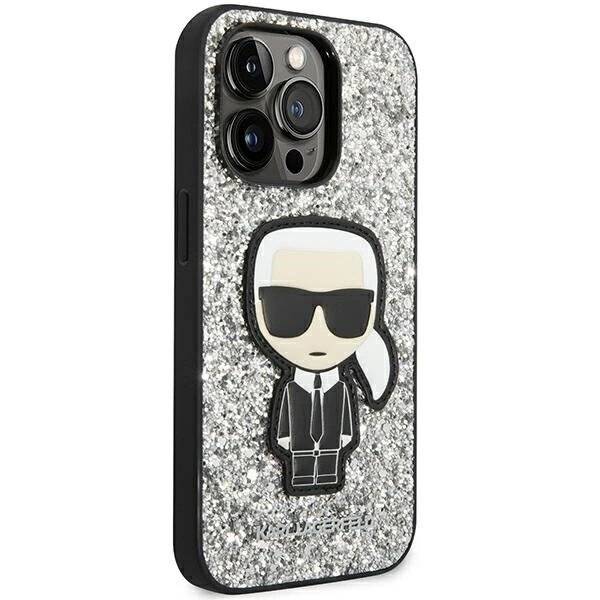 Karl Lagerfeld KLHCP14XGFKPG iPhone 14 Pro Max 6.7″ Hardcase silber / Glitter Flakes Ikonik-3