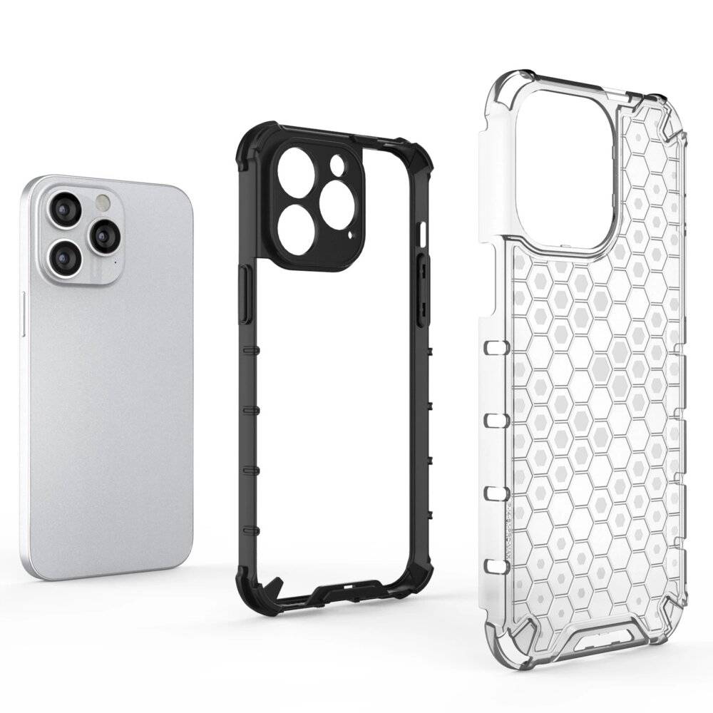 Wabenhülle iPhone 14 Pro gepanzerte Hybridhülle schwarz-2