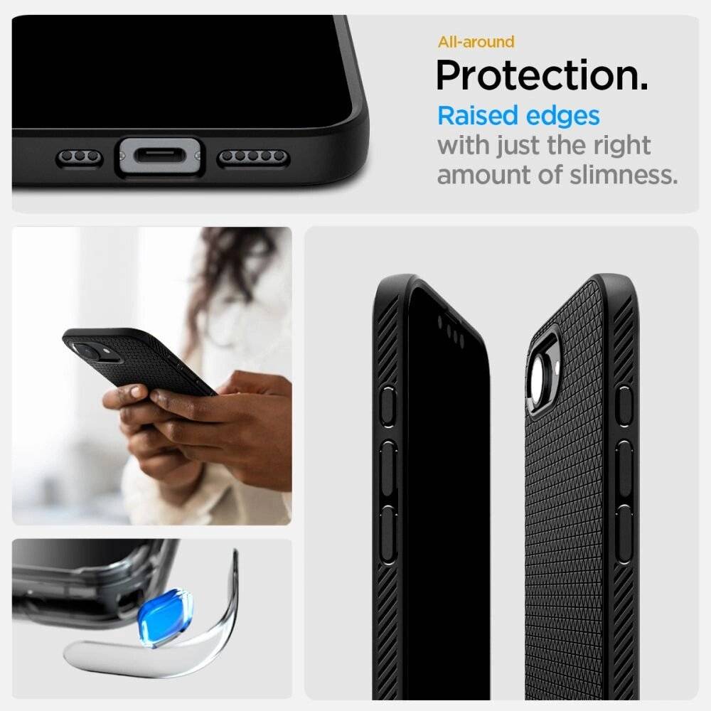 Spigen Liquid Air iPhone 16e Hülle - Matt Schwarz-1