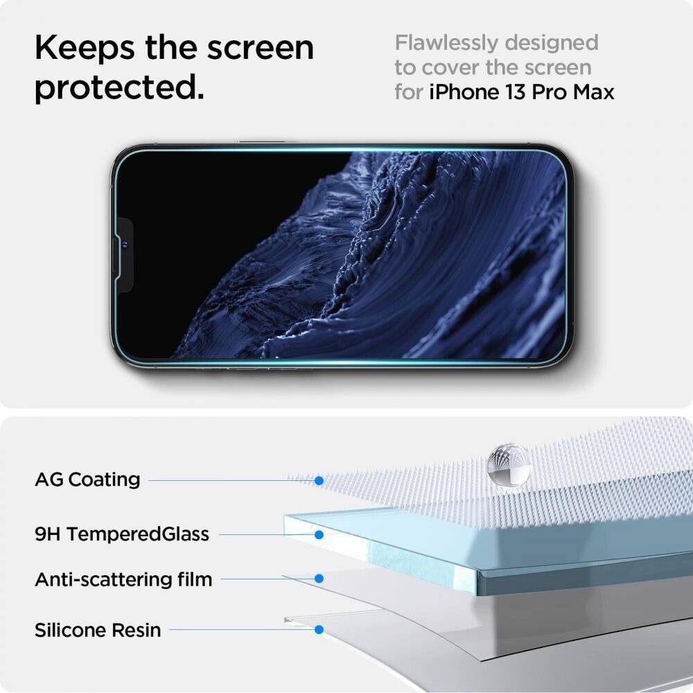 Spigen Glas.tR EZ Fit Tempered Glass iPhone 13 / Pro 14 16e-3