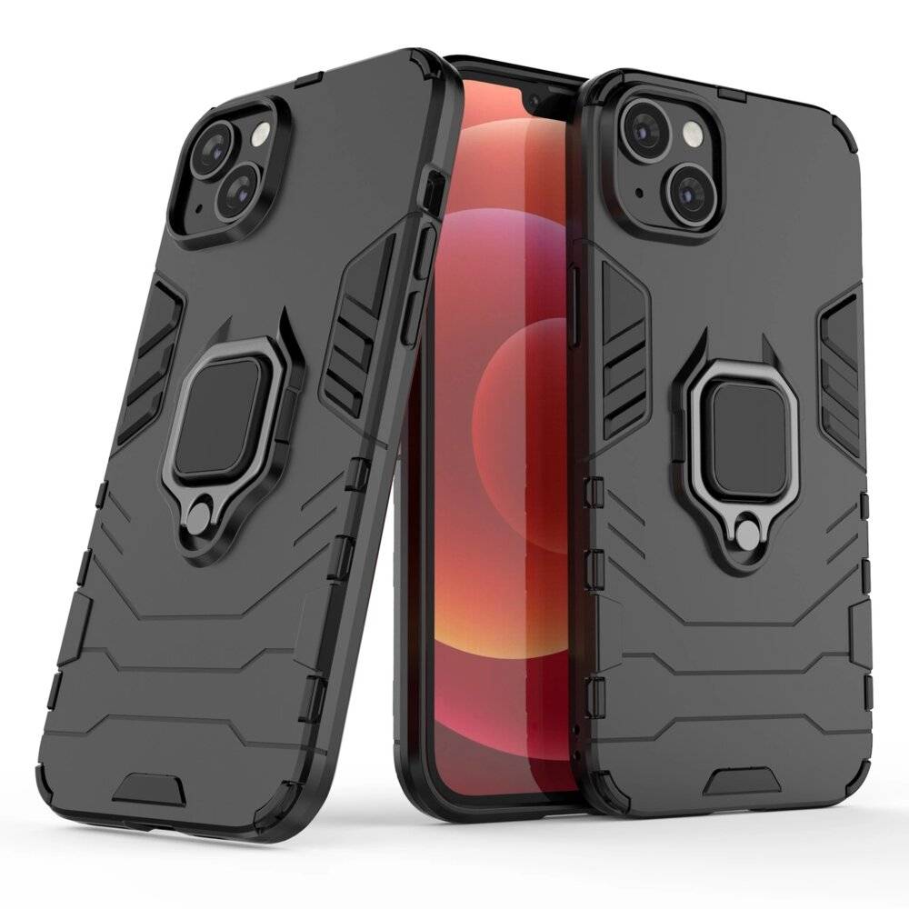 Ring Armor Hülle iPhone 14 Pro gepanzerte magnetischer Haltering schwarz-1