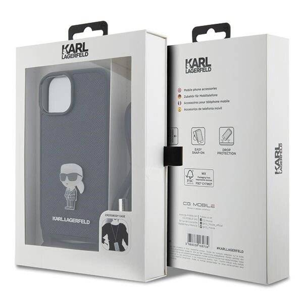 Karl Lagerfeld Umhängetasche Saffiano-Monogramm Metallnadel, & Choupette-Hülle iPhone 15 –-5