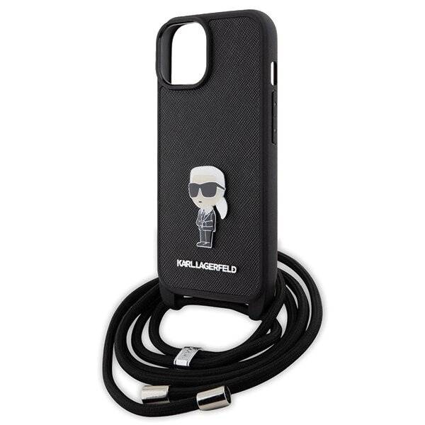 Karl Lagerfeld Umhängetasche Saffiano-Monogramm Metallnadel, & Choupette-Hülle iPhone 15 –-4