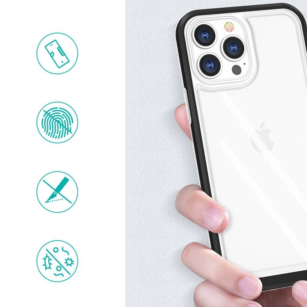 Symbolbild für Klare 3in1 Hülle iPhone 14 Pro Max Silikonhülle Rahmen blau