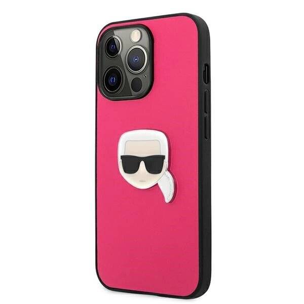 Karl Lagerfeld Leder Ikonik Karl's Head Metallhülle iPhone 13 Pro / 6.1″ - Rosa-2