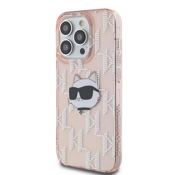 Karl Lagerfeld IML Choupette Head & Monogram Hülle iPhone 14 Pro – Rosa-1