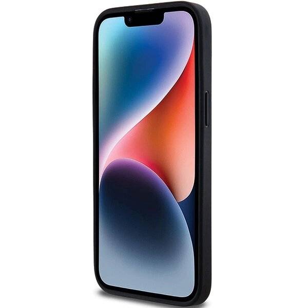 DKNY Lederhülle Monostreifen Metalllogo iPhone 14 Pro Max – Schwarz-4