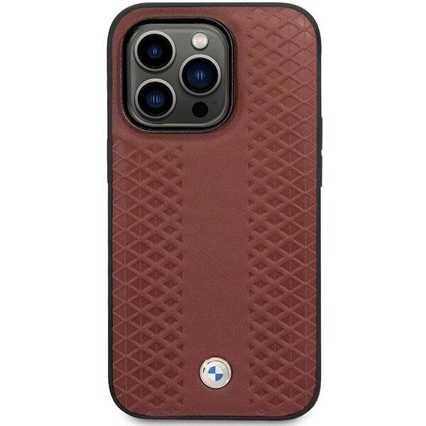 Hülle BMW BMHCP14X22RFGR iPhone 14 Pro Max 6.7″ Burgund/Bordeaux Leder Rautenmuster-3
