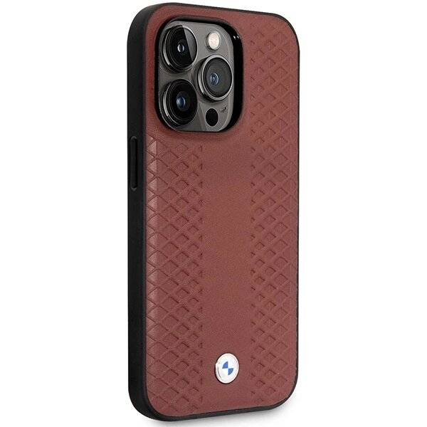 Hülle BMW BMHCP14X22RFGR iPhone 14 Pro Max 6.7″ Burgund/Bordeaux Leder Rautenmuster-4
