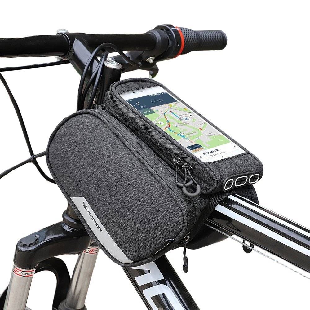 Wozinsky Rahmen Fahrradtasche + abnehmbare Handyhülle bis 6,5" 1,5l schwarz WBB7BK-5