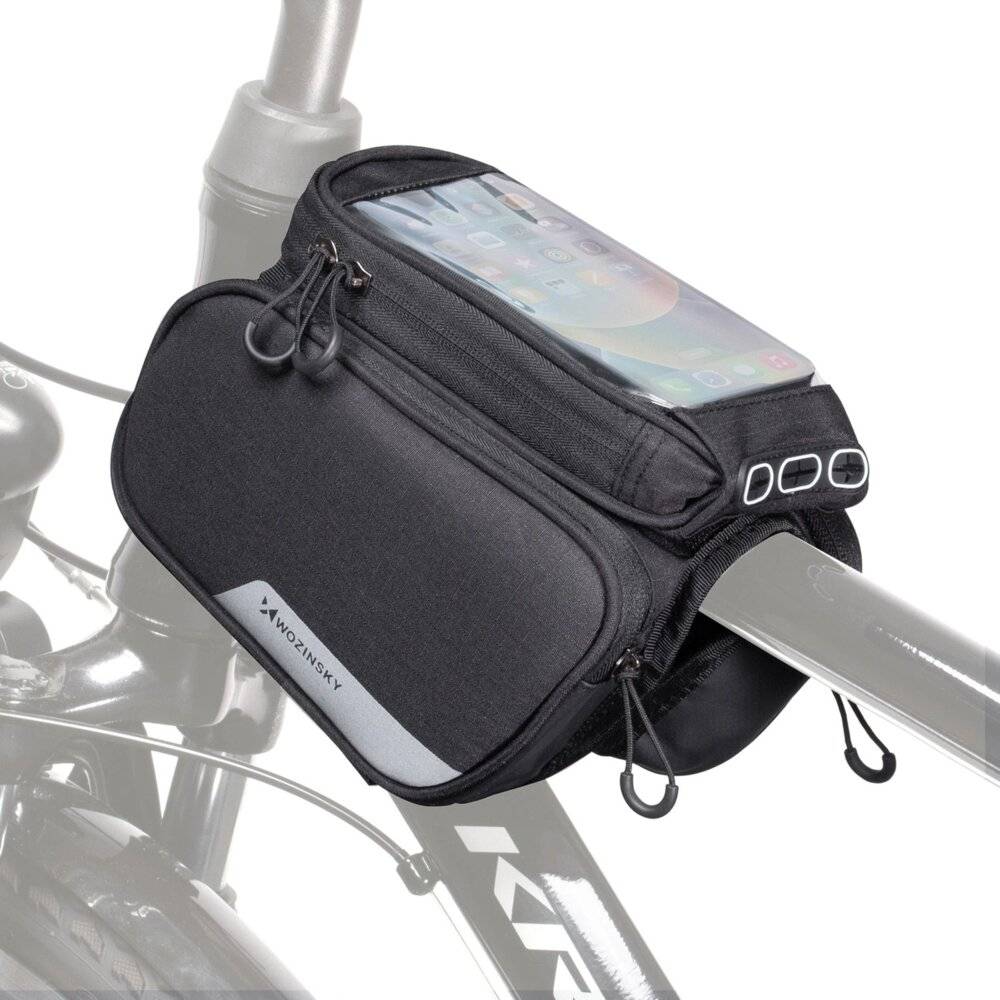 Wozinsky Rahmen Fahrradtasche + abnehmbare Handyhülle bis 6,5" 1,5l schwarz WBB7BK-1