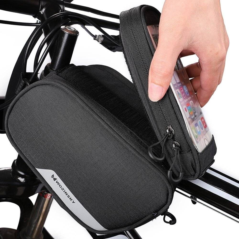 Wozinsky Rahmen Fahrradtasche + abnehmbare Handyhülle bis 6,5" 1,5l schwarz WBB7BK-2