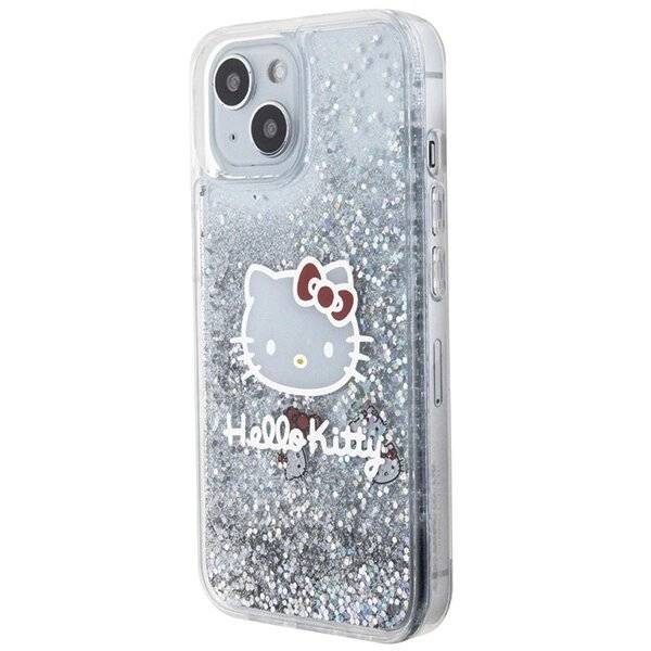 Hello Kitty Liquid Glitter Charms Head Hülle iPhone 15 – Silber-1