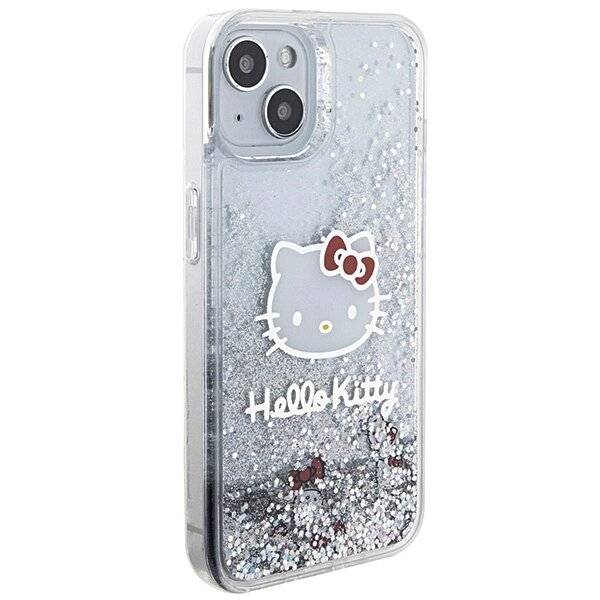 Hello Kitty Liquid Glitter Charms Head Hülle iPhone 15 – Silber-3