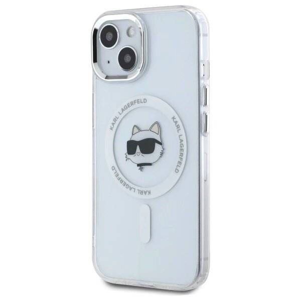 Karl Lagerfeld IML Metal Choupette Head MagSafe iPhone 15 Plus Hülle - Weiß-1