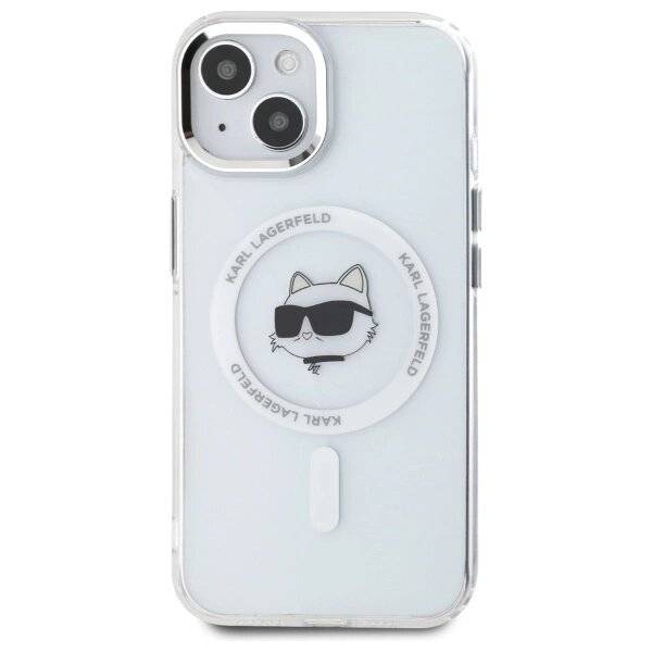 Karl Lagerfeld IML Metal Choupette Head MagSafe iPhone 15 Plus Hülle - Weiß-2