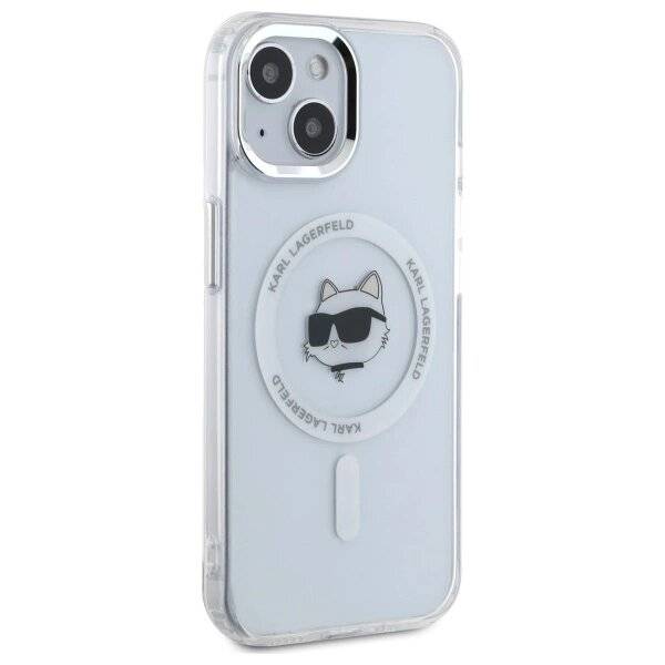Karl Lagerfeld IML Metal Choupette Head MagSafe iPhone 15 Plus Hülle - Weiß-3