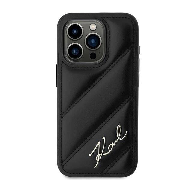 Karl Lagerfeld Diagonal Quilted Script Hülle iPhone 15 Pro Max – Schwarz-2