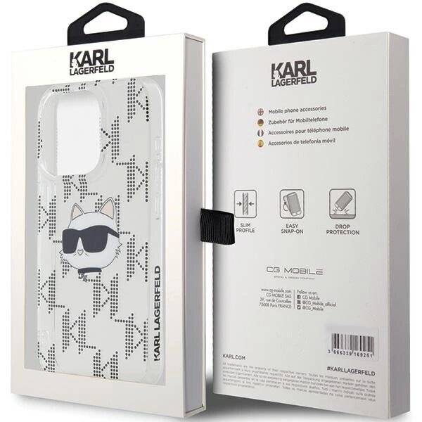 Karl Lagerfeld IML Choupette Head & Monogram Hülle iPhone 15 Pro – transparent-1