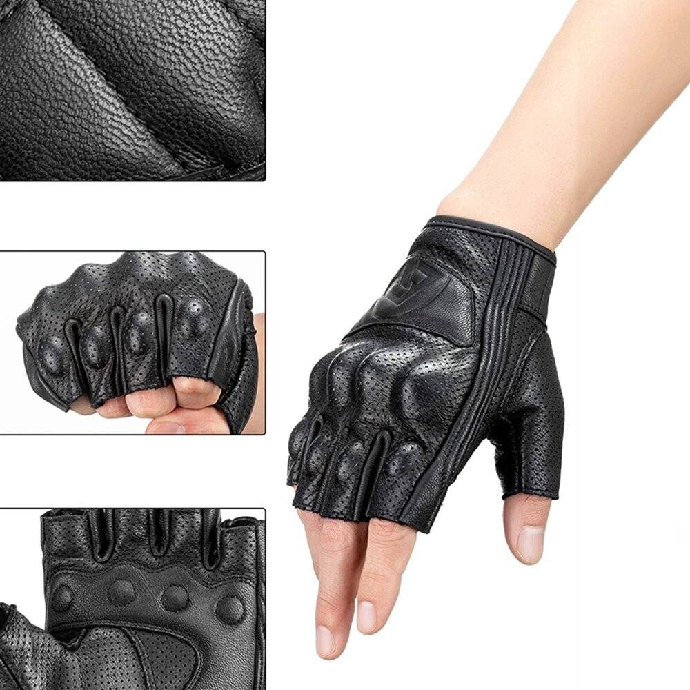 Symbolbild für Rockbros 16220006002 M Leder-Motorradhandschuhe – Schwarz