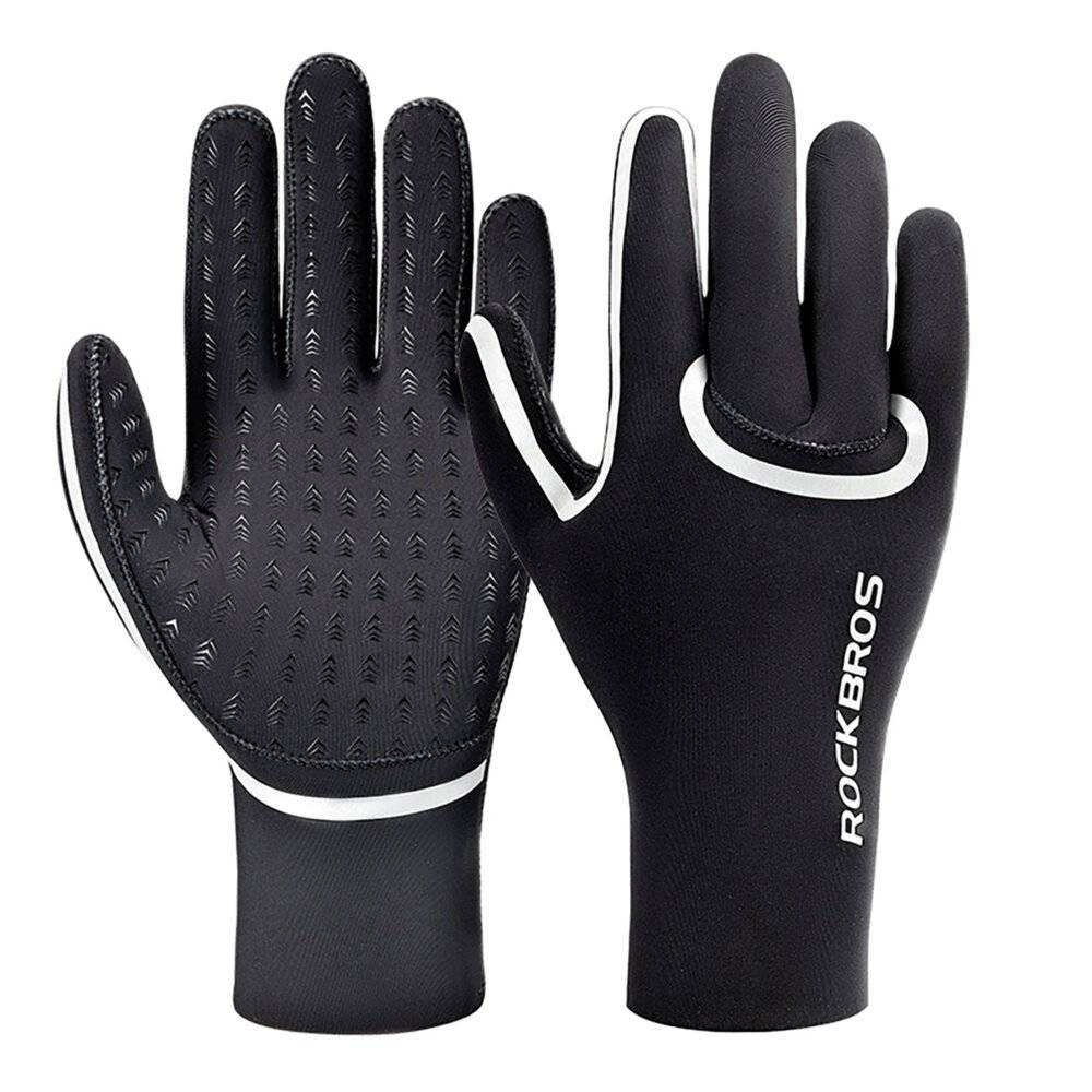Rockbros komplett wasserdichte Fahrradhandschuhe, Größe: S/M - Schwarz-5