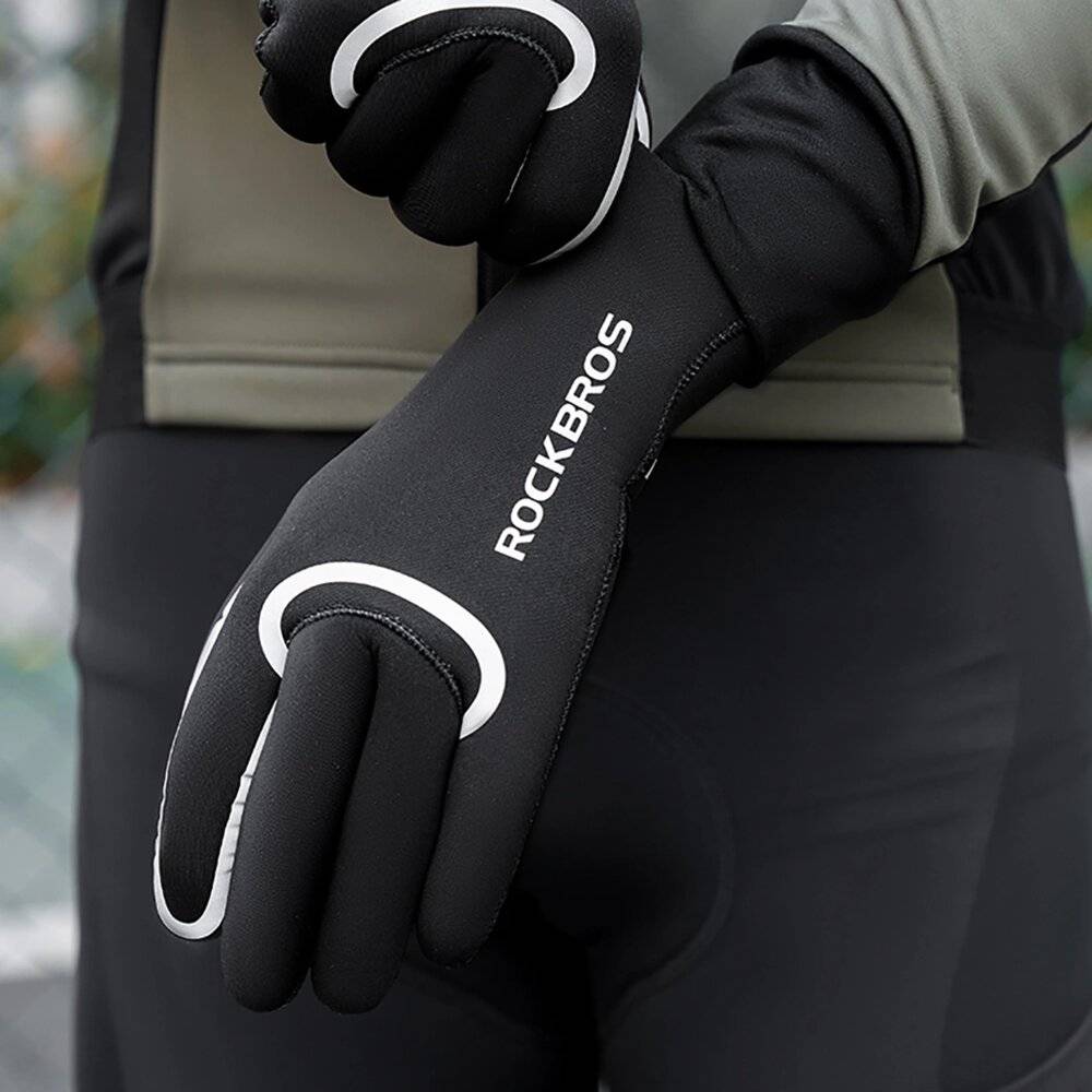 Rockbros komplett wasserdichte Fahrradhandschuhe, Größe: S/M - Schwarz-3