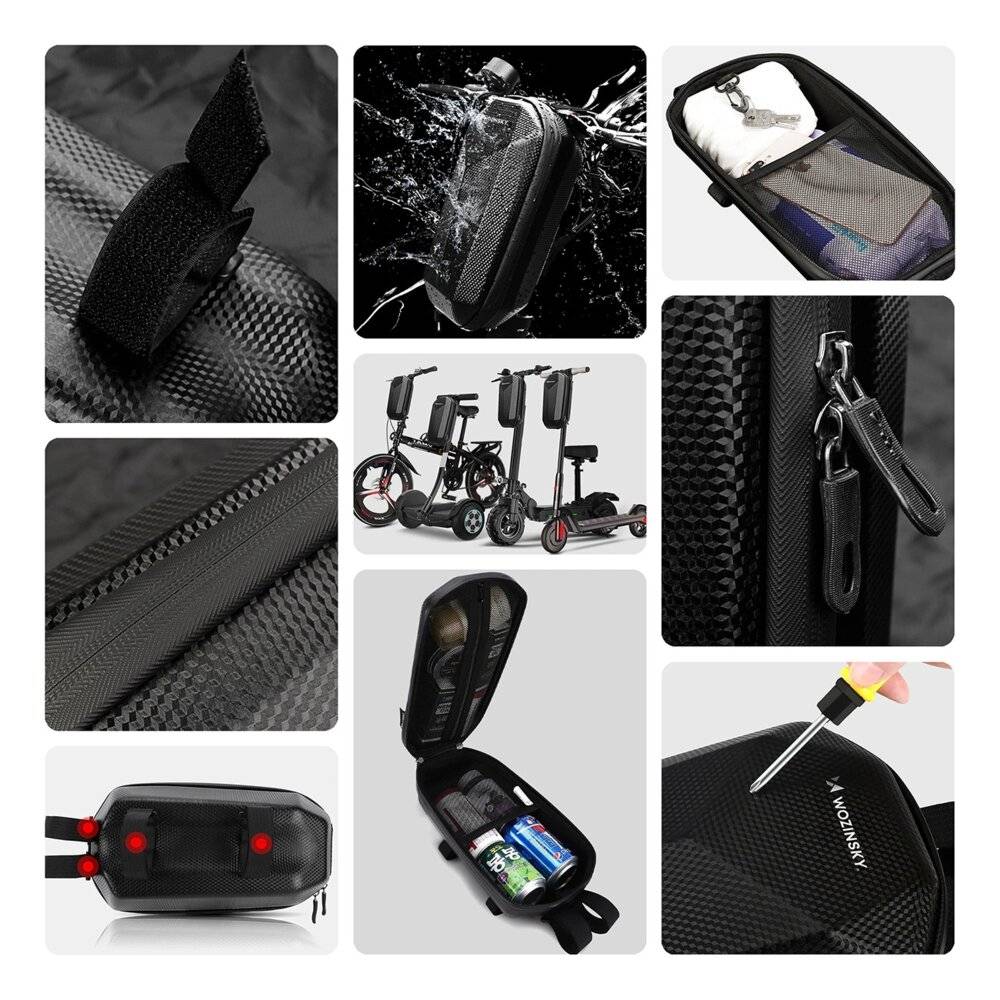Wozinsky wasserdichte Scooter Lenkertasche 4l schwarz WSB2BK-3