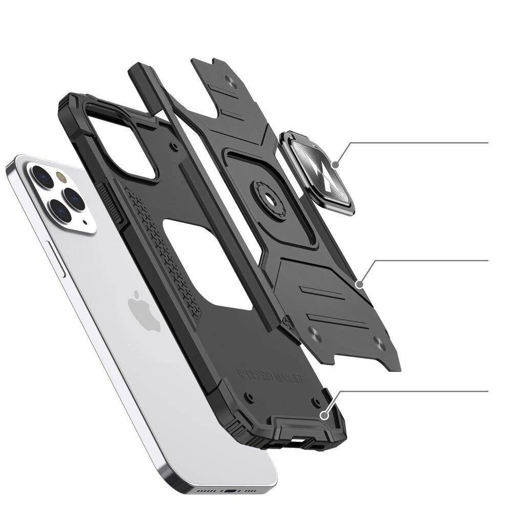 Wozinsky Ring Armor robuste Hybrid-Hülle + Magnethalterung iPhone 13 Pro Max silber-3