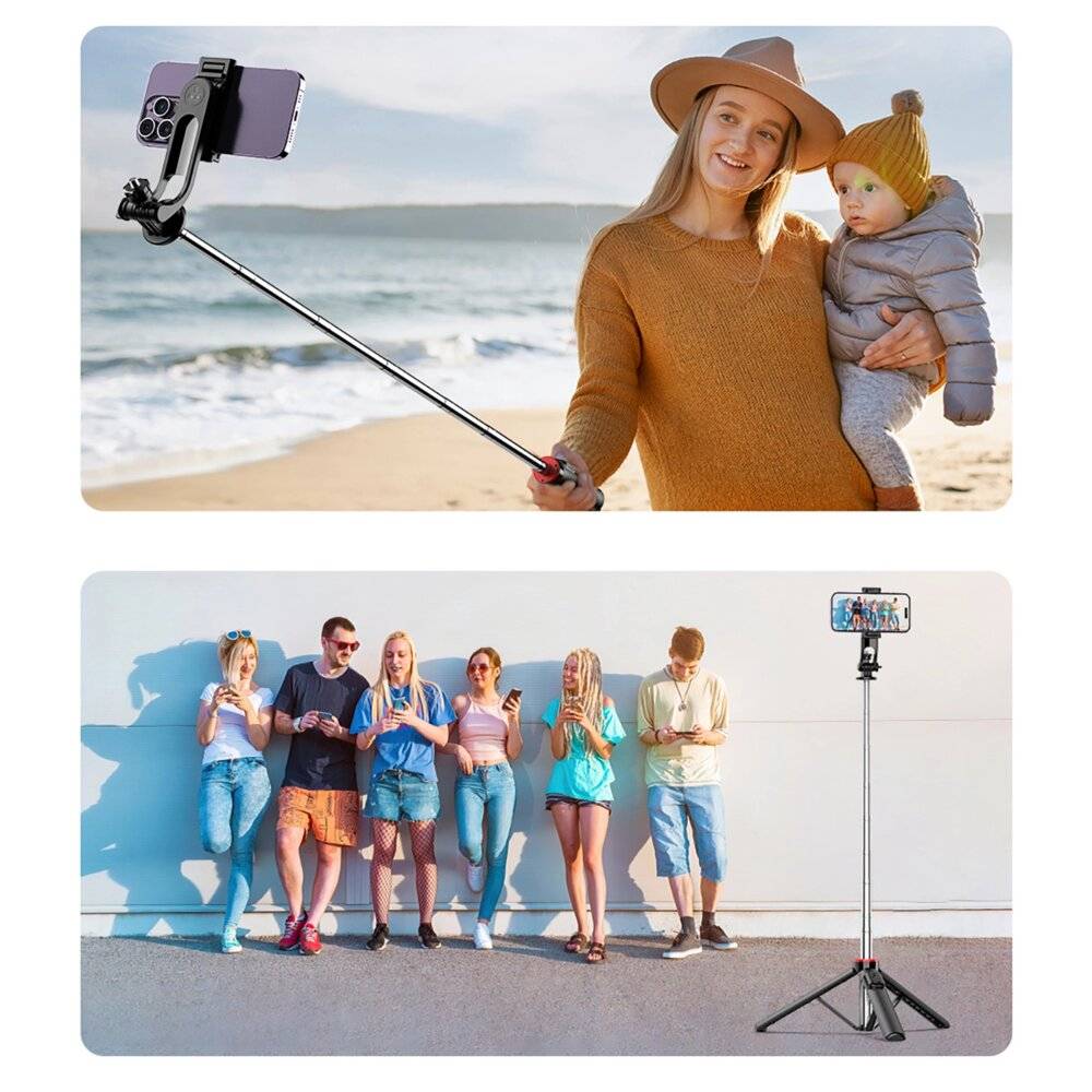Selfie-Stick WC1Y3S Teleskopstativ 1,3 m Telefonhalter – Schwarz-1