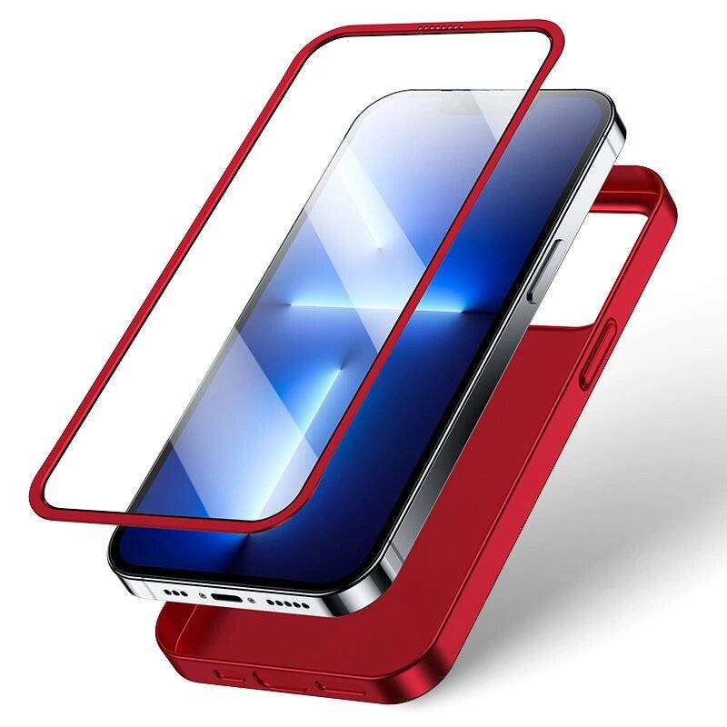 Joyroom 360 Full Case Cover iPhone 13 Pro Max Back Front + Tempered Glass rot JR-BP928-2