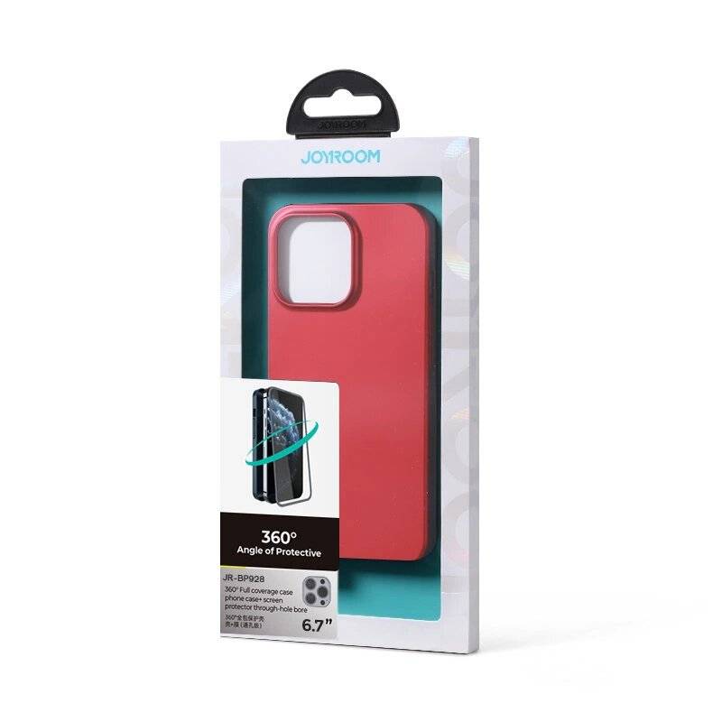 Joyroom 360 Full Case Cover iPhone 13 Pro Max Back Front + Tempered Glass rot JR-BP928-3