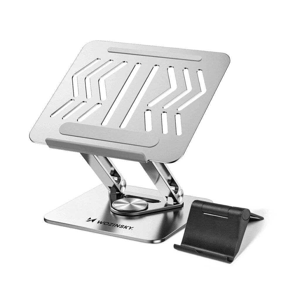 Wozinsky WRS-CPY84SS Aluminium-Laptopständer + Gratis! Smartphone-Ständer – Silber-5
