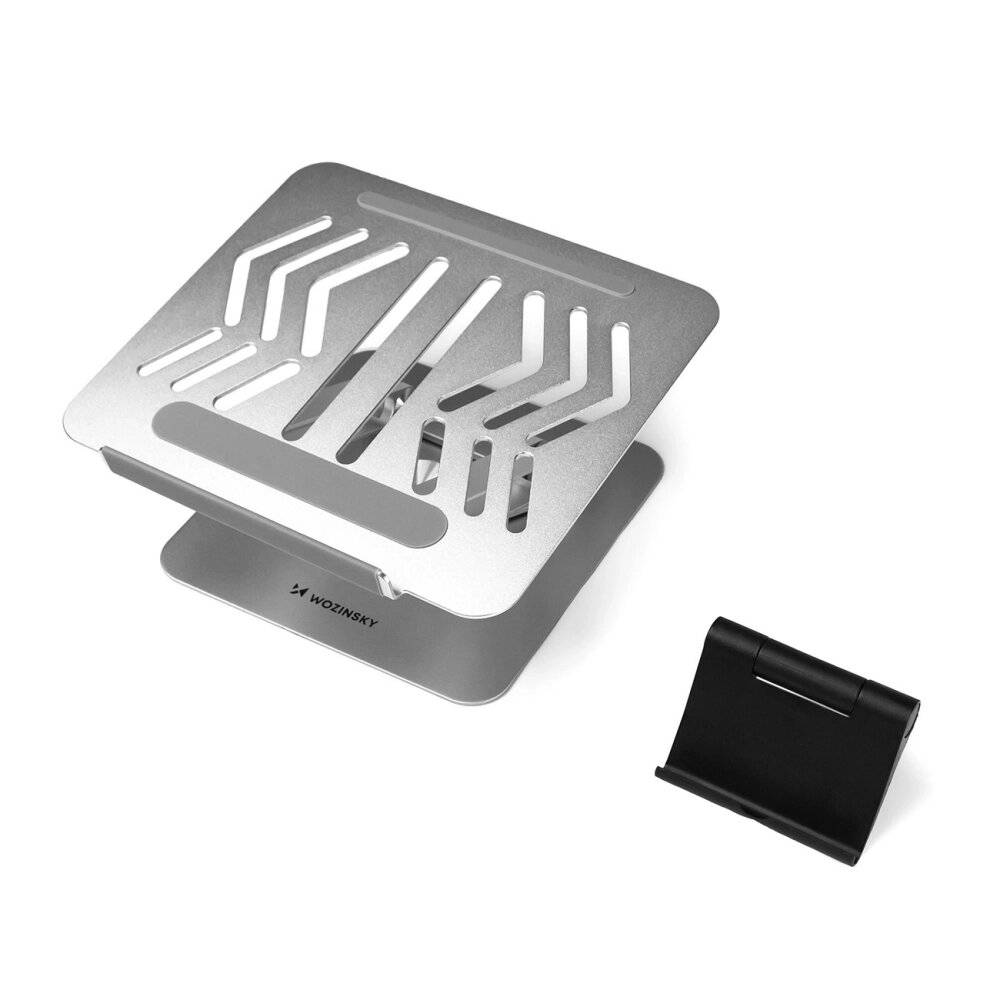 Wozinsky WRS-CPY84SS Aluminium-Laptopständer + Gratis! Smartphone-Ständer – Silber-3