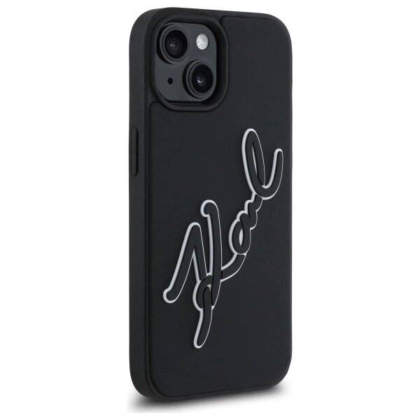 Karl Lagerfeld 3D Rubber Signature iPhone 15 Hülle - Schwarz-2