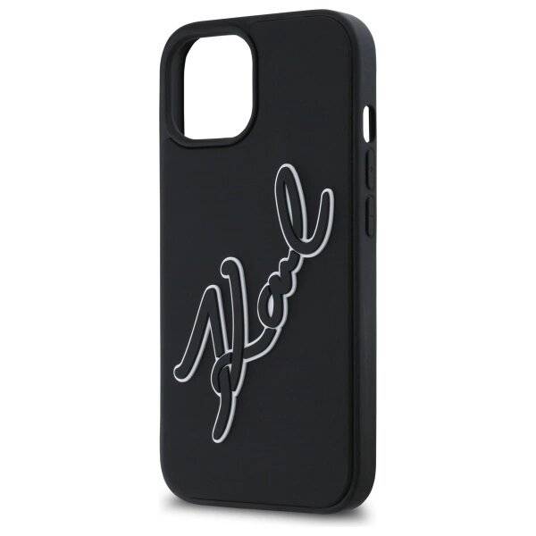 Karl Lagerfeld 3D Rubber Signature iPhone 15 Hülle - Schwarz-4