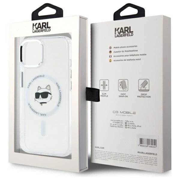 Karl Lagerfeld IML Metal Choupette Head MagSafe iPhone 15 Plus Hülle - Weiß-4